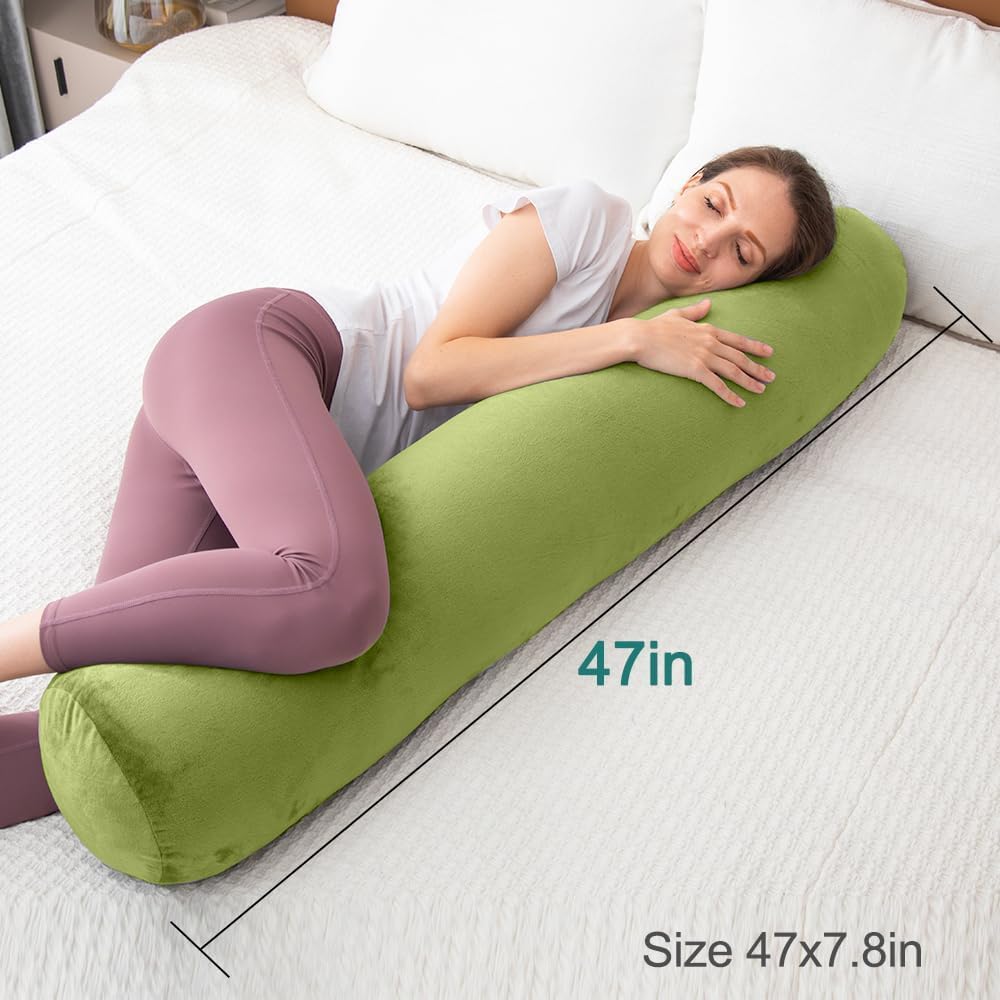 Body Pillow for Adults, Full Body Pilllow for Sleeping, Long Round Cervical Pillow, Bolster Side Sle