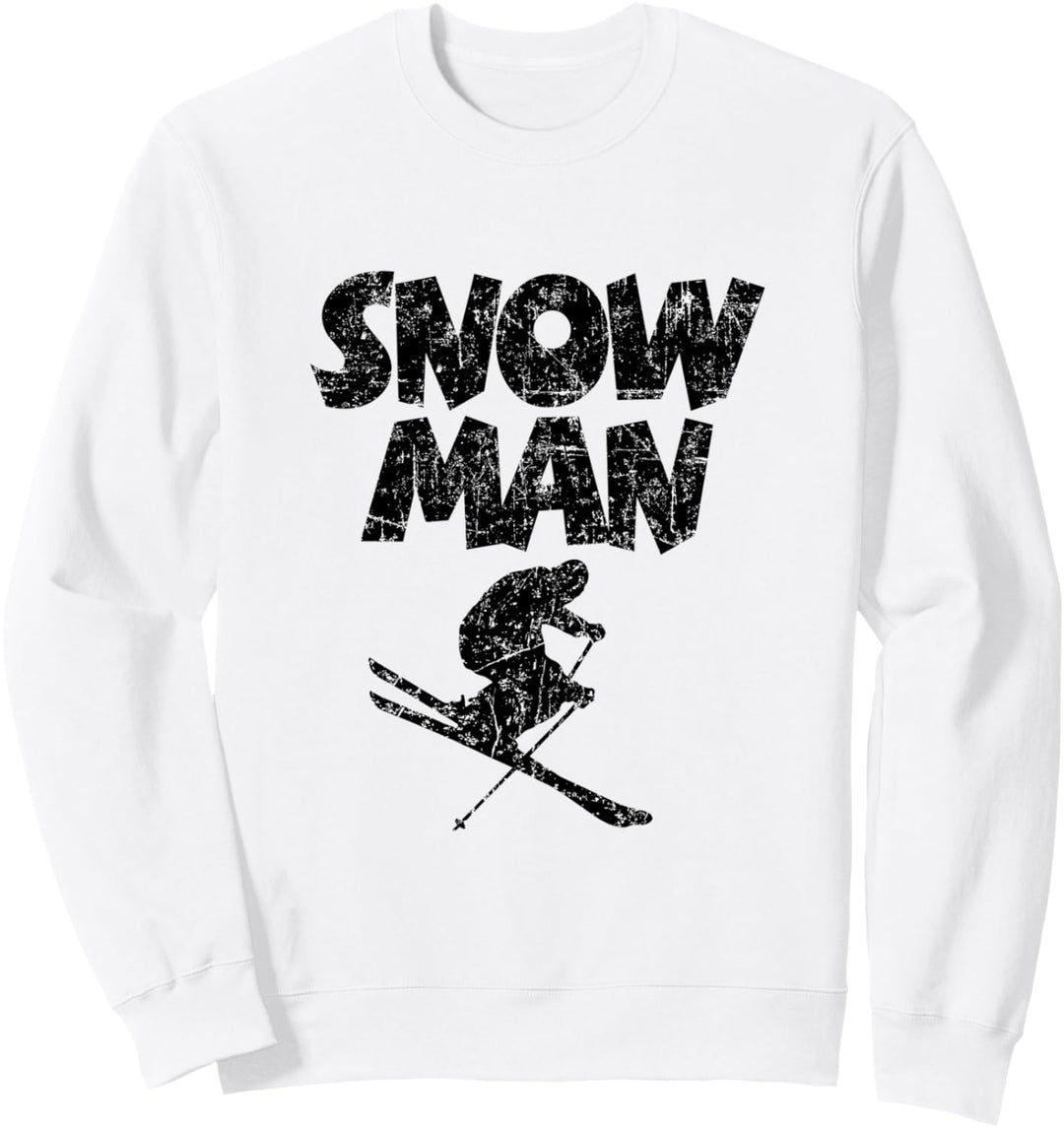 Snow Man (Vintage Schwarz) Ski Skifahrer Sweatshirt