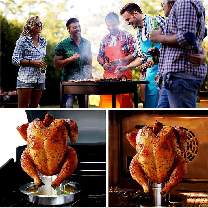 DROMEDARY Edelstahl Hähnchenhalter,Hähnchenbräter,Geflügelbräter,Bierdose Hähnchengriller,Grillgeste