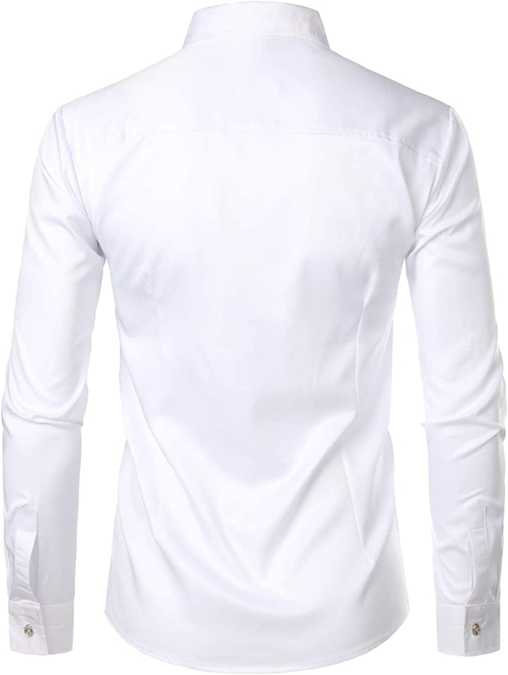 PARKLEES Herren Slim Fit Langarm Abschlussball Performing Smoking Kleid Shirts S Zzcl56-white, S Zzc