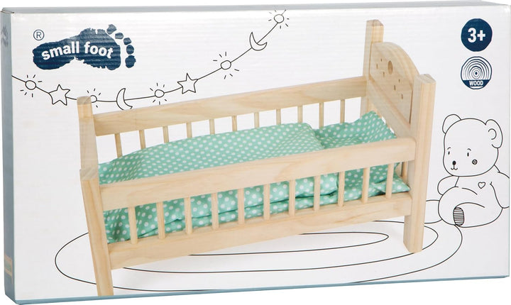 small foot Puppenbett aus Holz, Puppenmöbel-Zubehör, Kissen und Decke im Herz-Design, ab 3 Jahren, 9
