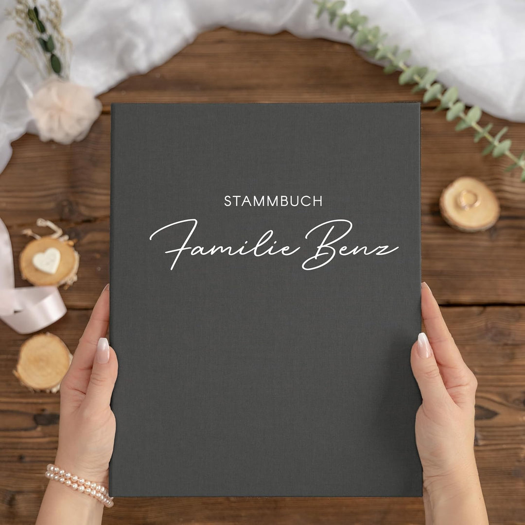 Hochzeitideal Stammbuch 'Serie 311' A4 dunkelgrau | Handgefertigt aus Buchbinderleinen 31,5x25 cm |