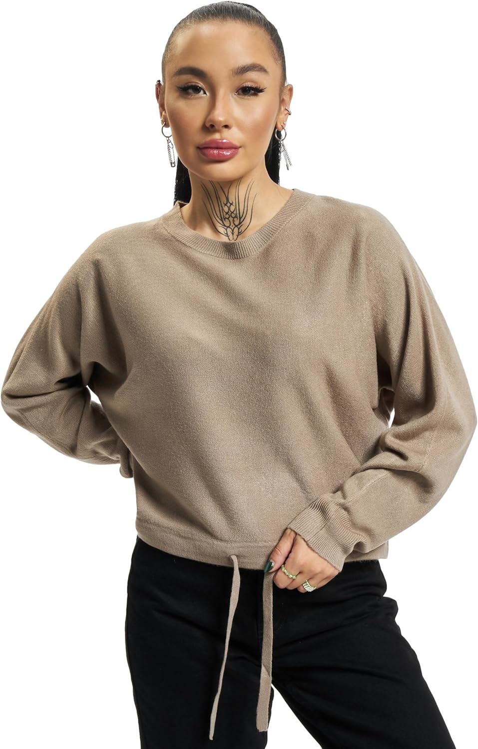 ONLY Damen Onlamalia L/S Batwing KNT Noos Pullover XS Mocha Meringue, XS Mocha Meringue
