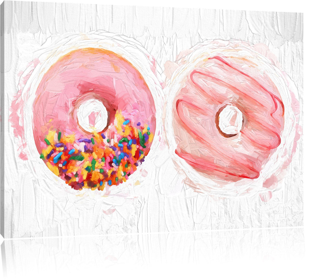 Pixxprint Glasierte Donuts als Leinwandbild/Grösse: 100x70 / Wandbild/Kunstdruck/fertig bespannt, 10