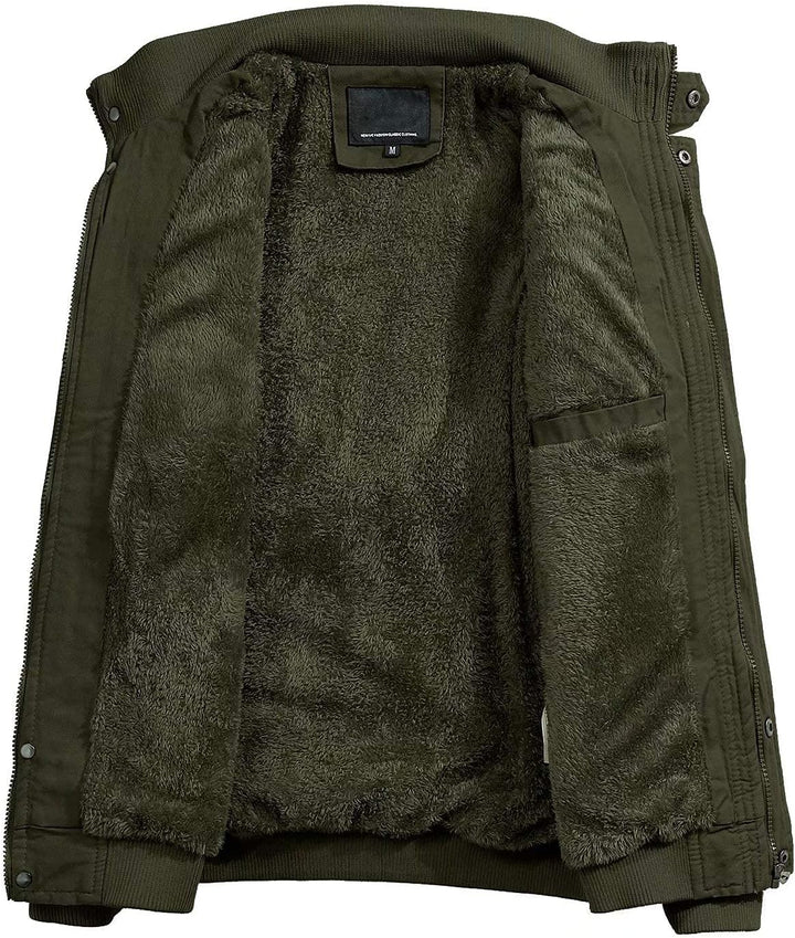 MAGCOMSEN Herren Warm Gefüttert Winterparka Cargo Army Jacke Fleece Casual Übergangsjacke Baumwolle