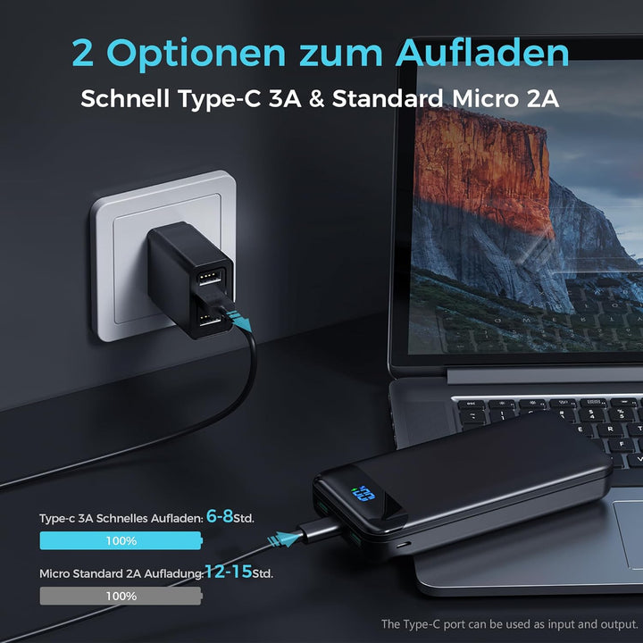 Enerwow Power Bank 27000mAh,USB C Powerbank 22.5W,PD3.0 Schnellladefunktion Externe Handyakkus,Kompa
