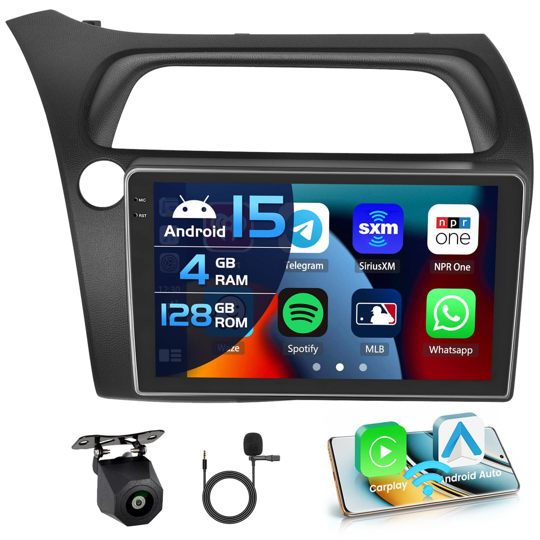 Inefala 4+128G Autoradio für Honda Civic VIII 2006-2011 Android 15 mit 9'' In-Cell Bildschirm Unters