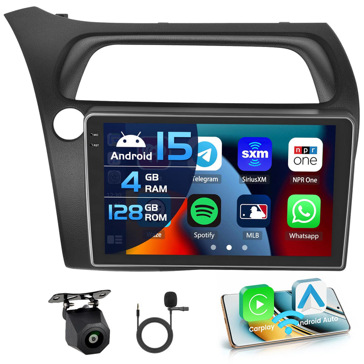 Inefala 4+128G Autoradio für Honda Civic VIII 2006-2011 Android 15 mit 9'' In-Cell Bildschirm Unters