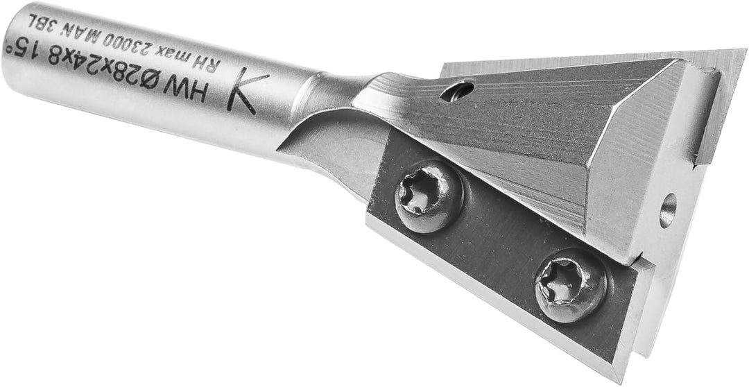 ENT 20398 Wendeplatten-Zinkenfräser HW, Schaft (S) 8 mm, NL 24 mm, D 28 mm, E 15°, SL 30 mm