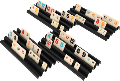 Feldherr 4er Set Ablagebretter für Rummikub - Robuste 3D-gedruckte Spielsteinhalter mit 4 Slots - Ba