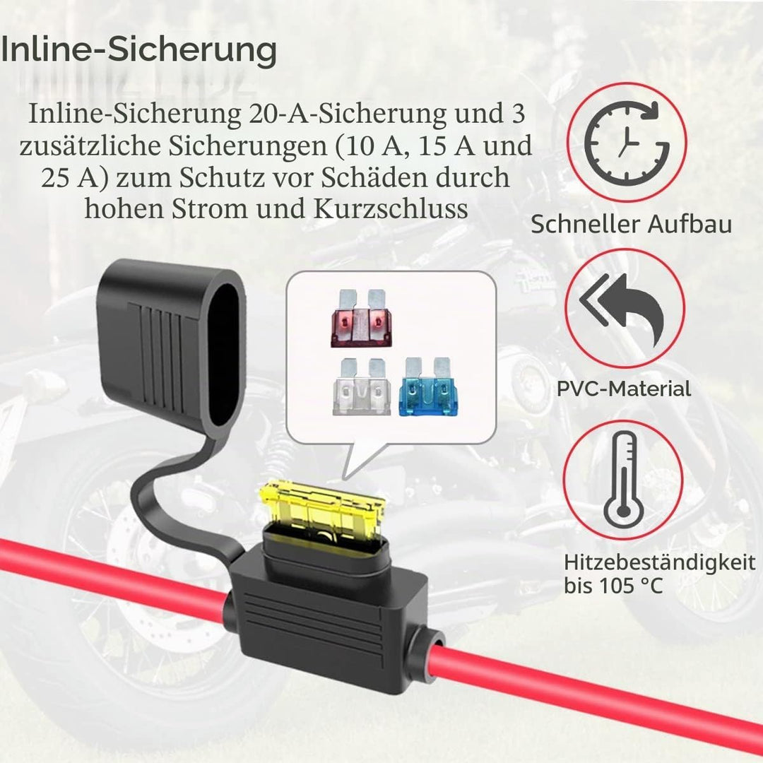 SAE Wetterfest Steckdose Seitenwandanschluss, 12AWG SAE Socket auf Ringkabelschuh Kabel mit 10A 15A