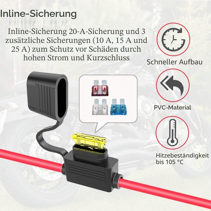 SAE Wetterfest Steckdose Seitenwandanschluss, 12AWG SAE Socket auf Ringkabelschuh Kabel mit 10A 15A