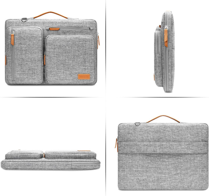 MOSISO 360 Laptoptasche, Wasserdicht Laptop Schultertasche, Stossfest Umhängetasche mit 4 Reissversc