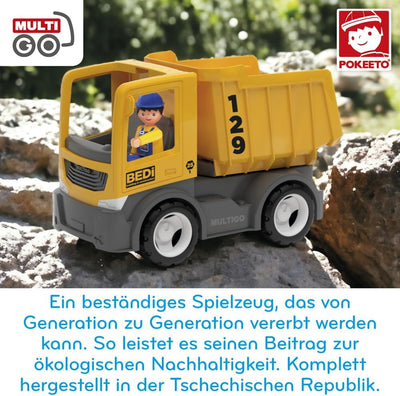 MultiGO Build Sandkasten Spielzeug für Kinder ab 3 Jahre - grosser Bagger mit Fahrer - Sandspielzeug