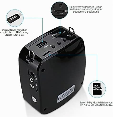 Sprachverstärker Tragbarer SHIDU Stimmverstärker Lautsprecher mit Mikrofon Tragbar Headset 15W 2000m