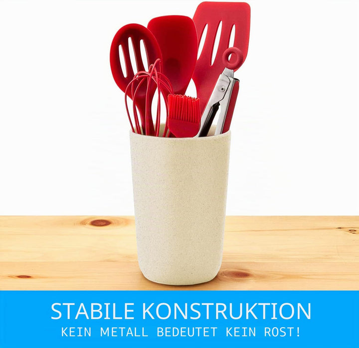 Utensilienhalter Küche, Rund cremefarben - Stylische Küchenhelfer Aufbewahrung - Küchenutensilienhal