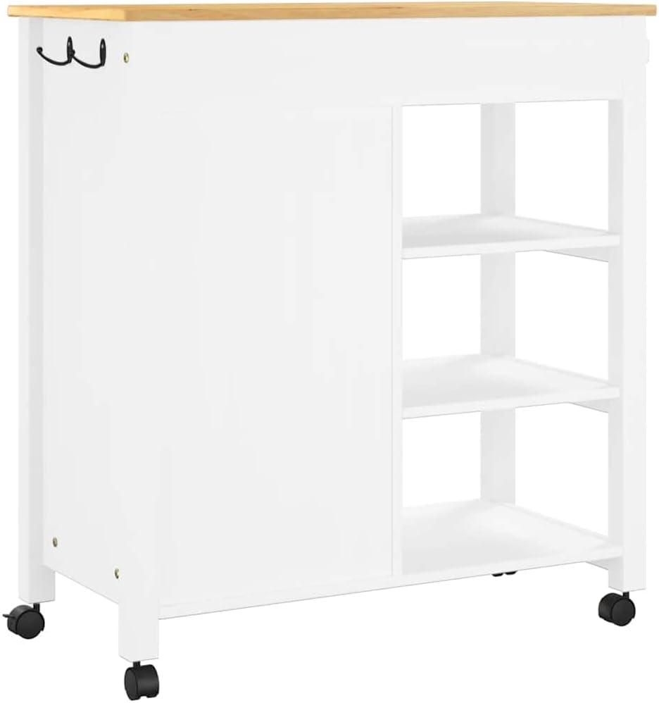vidaXL Küchenwagen Monza 84x40x88,5 cm Massivholz Kiefer Weiss, Weiss