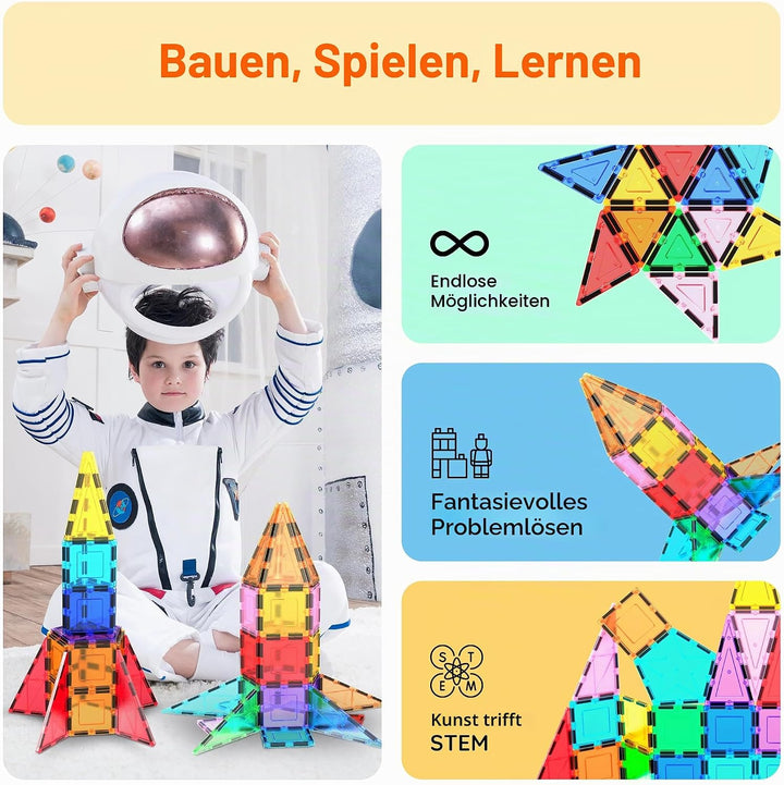 PicassoTiles 32 Stück Magnetisch Building Block Rocket Booster Thema Set Magnet Konstruktion Spielze