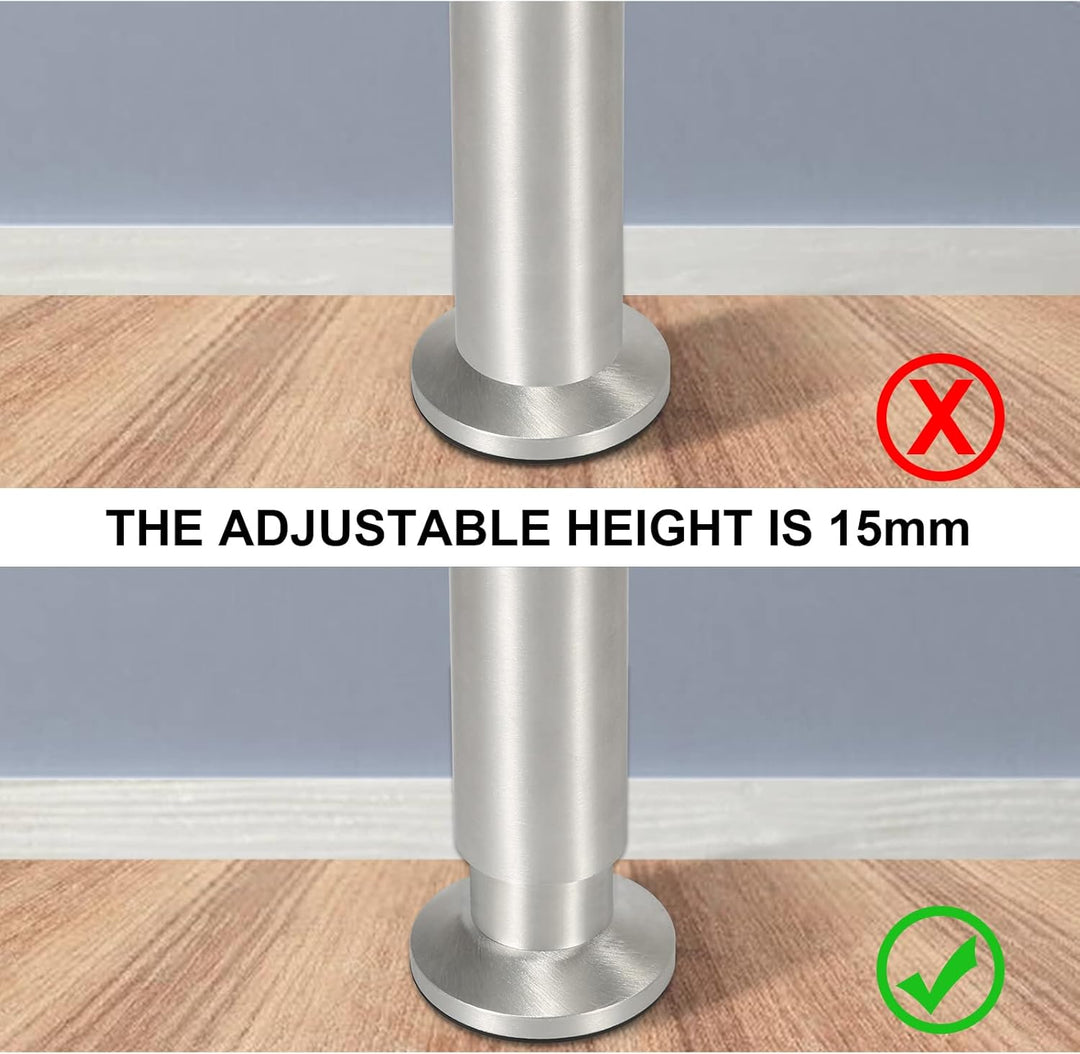 Gimisgu Aluminium Möbelfüsse 12er Set,Runde Möbelfuss Sockelfuss,Höhe 100mm,Höhenverstellbar:15mm,Be