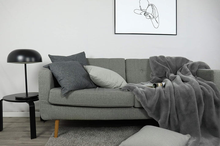 jilda-tex Wohn- Kuscheldecke Felloptik Rabbit Deluxe 750 GSM 150x200 220x240 cm Kunst-Felldecke (Hel