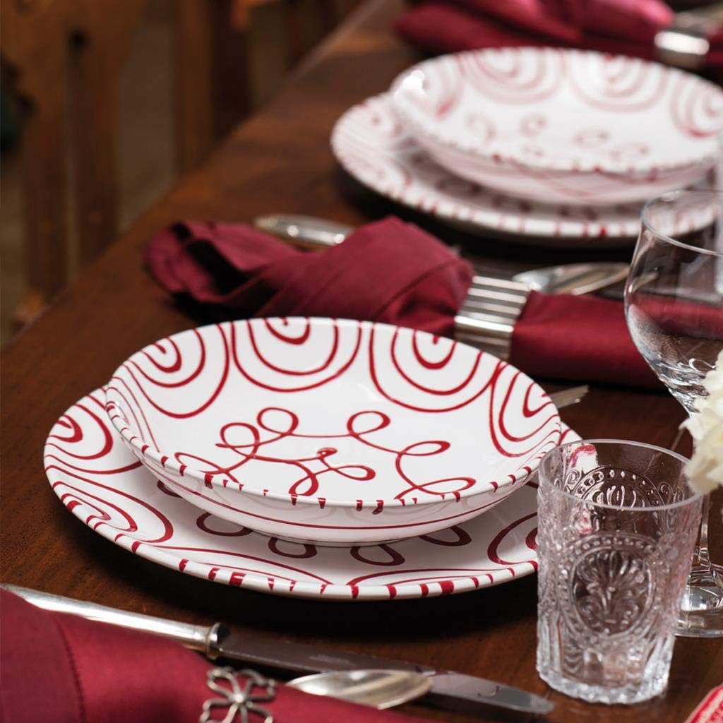 GMUNDNER KERAMIK Dinner for two Classic Geschirrset Rotgeflammt Geschirr, handgemacht in Österreich