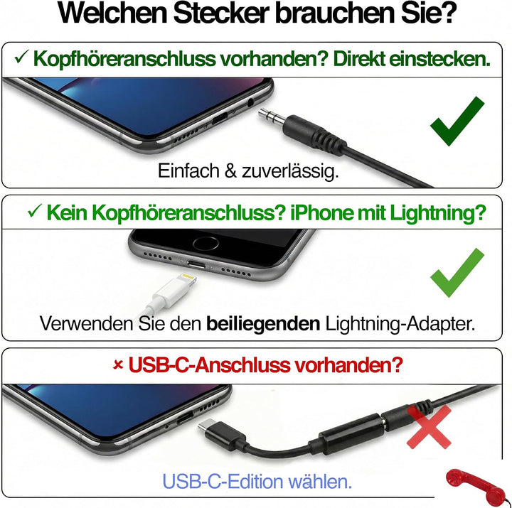 Retro Handyhörer für Apple iPhones mit Lightning (passender Adapter mit inbegriffen) in der Form ein