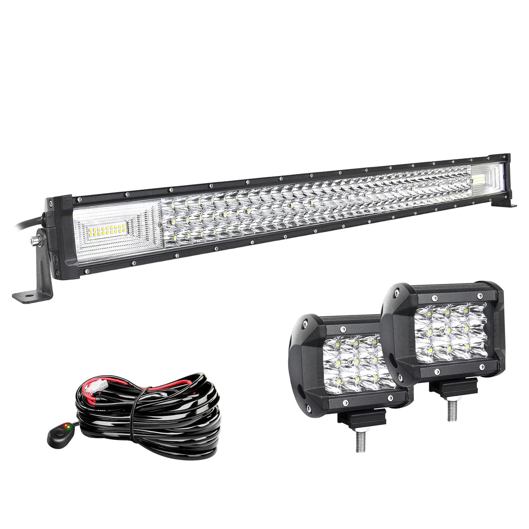 Willpower 32 Zoll 81CM 405W Led Arbeitsscheinwerfer Bar + 4 Zoll 10CM Led Scheinwerfer + Kabelbaum 1