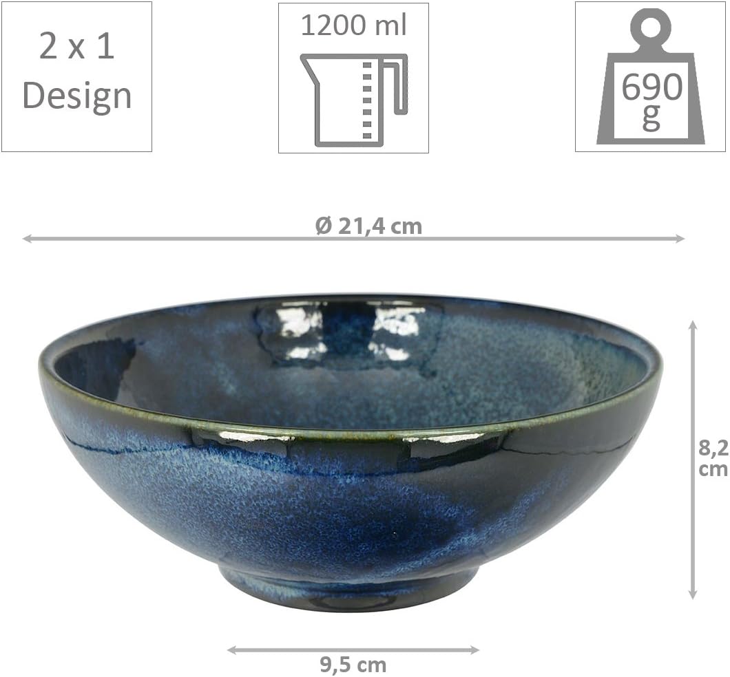 TOKYO design studio, Cobalt Blue, 2 Schalen Set, 2-TLG., Ø 21 cm, Porzellan aus Japan 21cm (2er Set)