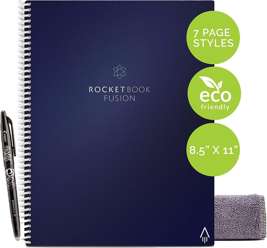Rocketbook Fusion Reusable Digital Notebook - Smart Notepad A4 Blue, 7 Styles, To Do List, Daily Bul