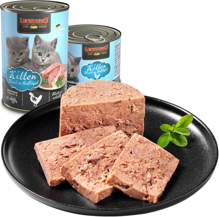 Leonardo Nassfutter [6x800g Kitten] | Getreidefreies Nassfutter für Katzen | Feuchtfutter Alleinfutt