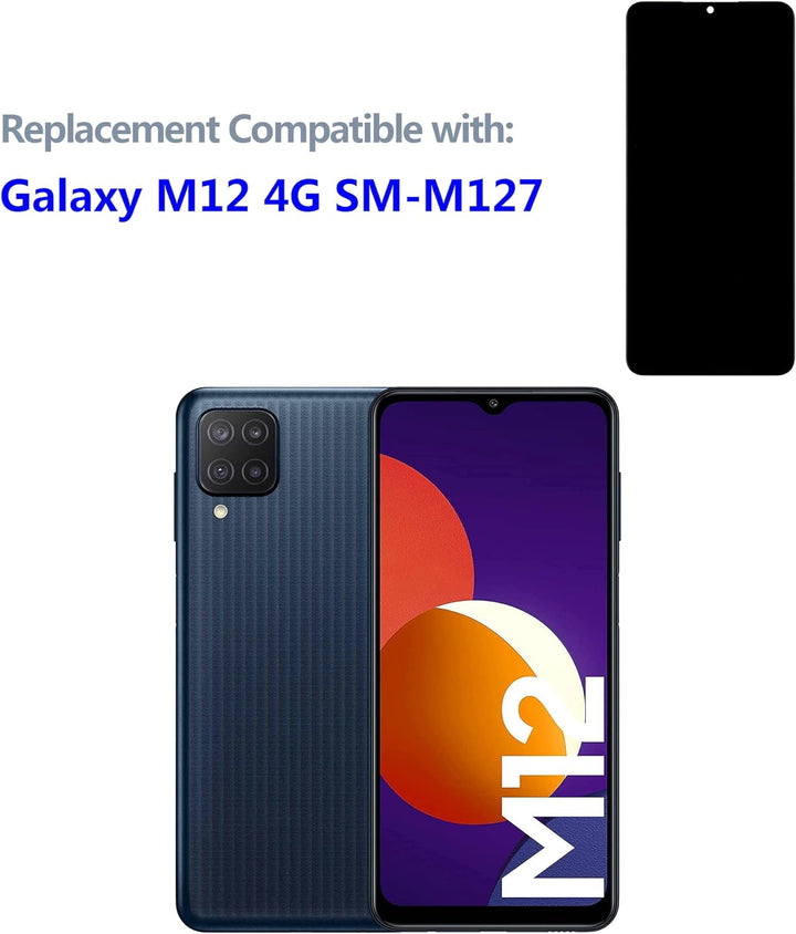 swark LCD Display Kompatibel mit Samsung Galaxy M12 SM-M127F/DSN (Schwarz Ohne Rahmen) Touch Screen