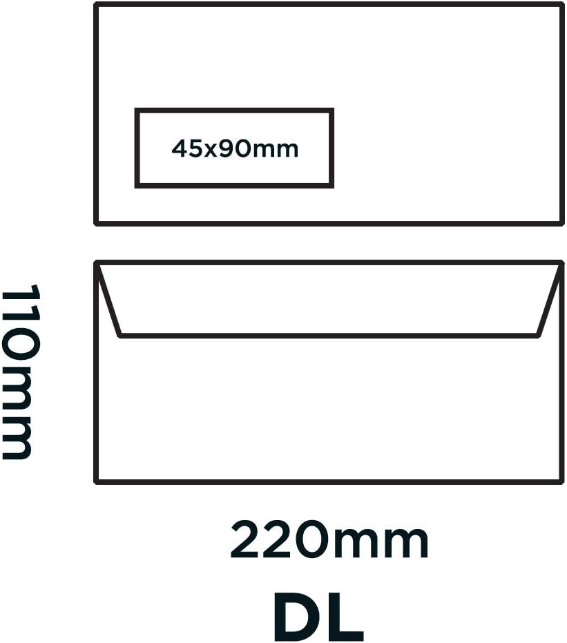 Blake Purely Everyday DL – 110 x 220 mm 75 g/m² selbstklebende Umschläge linkes Fenster (22774) – Bo