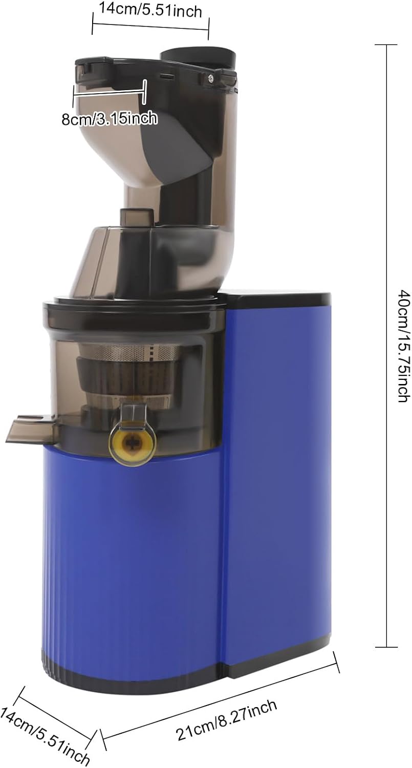 Entsafter Obst und Gemüseentsafter, Slow Juicer mit Tresterbehälter | schonende Entsaftung, verstopf
