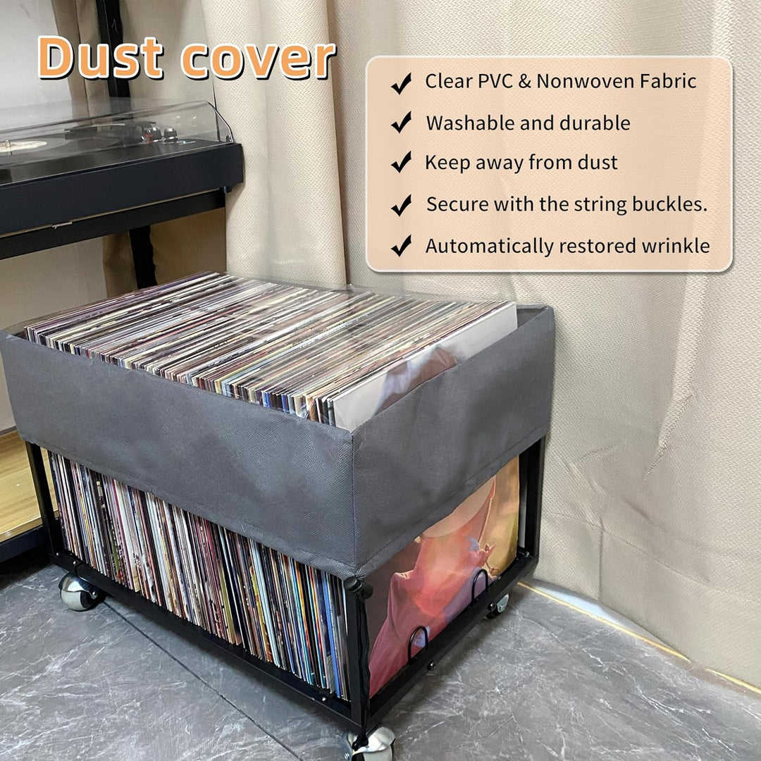 Schallplatten-Halter auf Rädern – für bis zu 100 LP – Albumhalter – Vinyl-Schallplatten-Organizer –