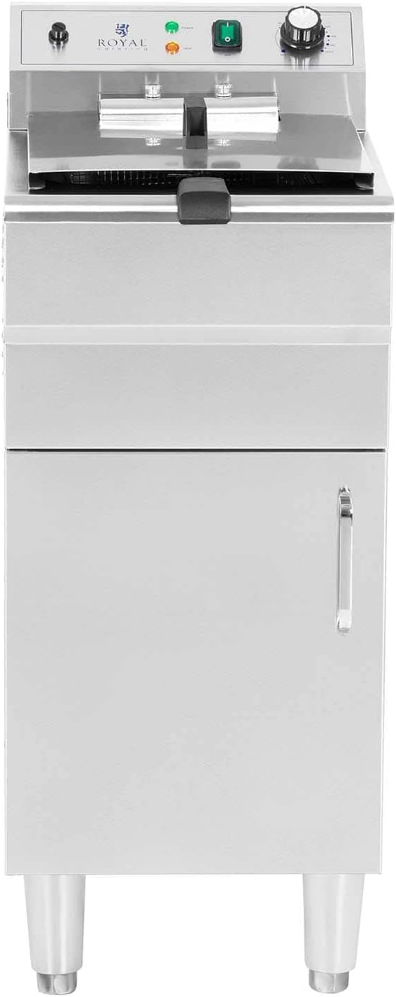 Royal Catering RCPKF 13DSH Elektro-Fritteuse mit Unterschrank 13 L 5.000 W Ablasshahn Kaltzone Fritt