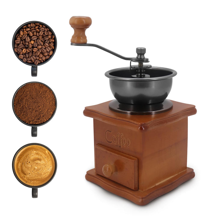 Manuelle Kaffeemühle, Holz Retro Antik Keramik Handkurbel Kaffeemühle, Retro-Handkaffeemühlen, Einst