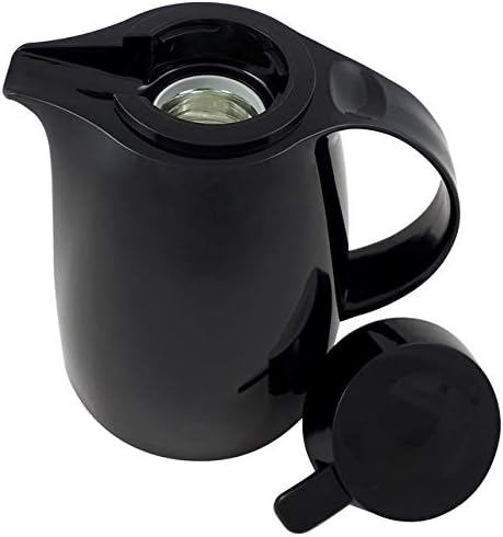 Helios Servitherm Thermoskanne Schwarz 1,0L – 6h Heiss - Hält Getränke heiss & kalt – Einhandbedienu