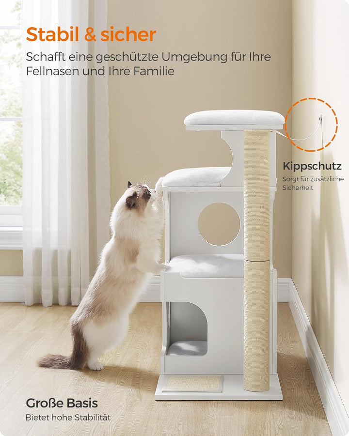 Feandrea Kratzbaum, 86 cm hoher Katzenbaum, Spanplatten-Katzenkratzbaum, mit Höhle, Liegeflächen, Sä