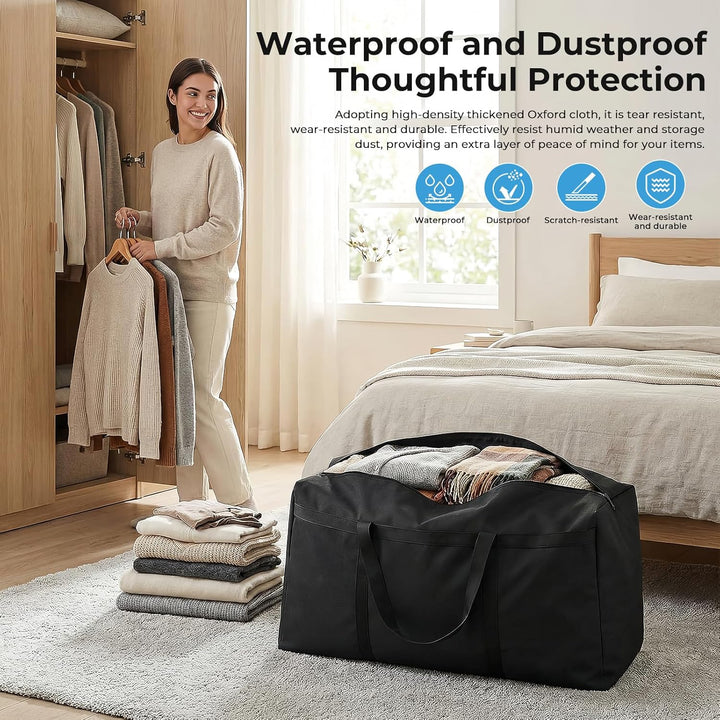 4 Stück Aufbewahrungstasche 105L, 600D Oxford Heavy-Duty Umzugstaschen mit Reissverschlüssen Handgri