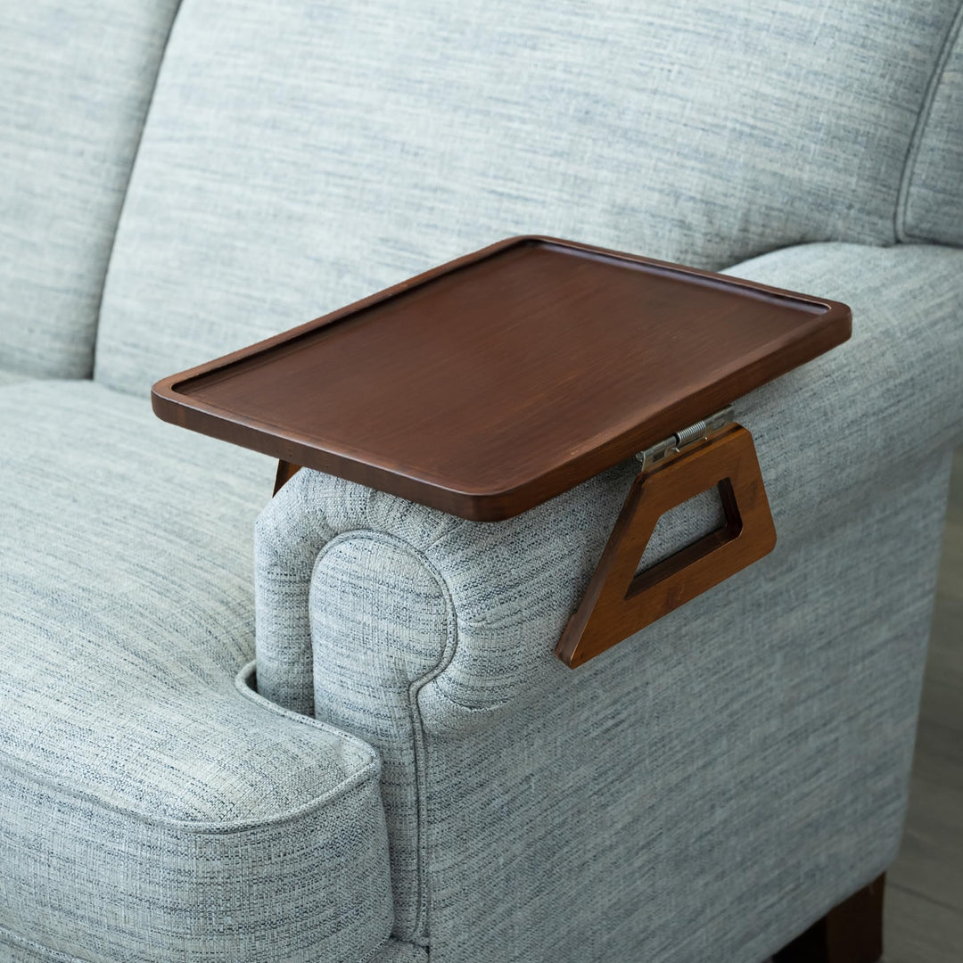 Shamrock Home Bambus-Tablett, Couch-Arm-Tisch, Clip-On-Tablett, Sofatisch für Sofas, Armlehnen für T