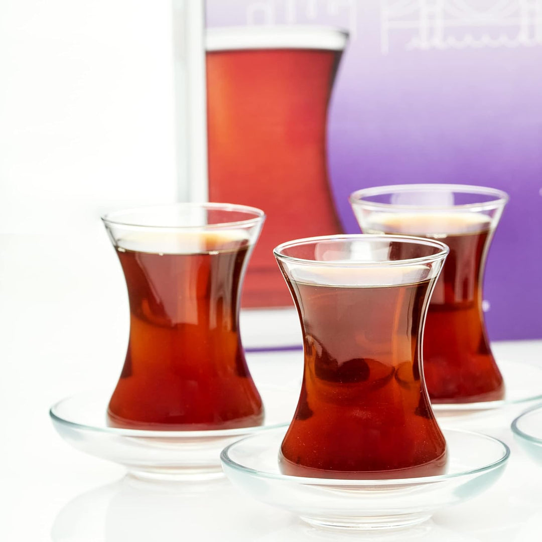 GOSOYO Türkische Teegläser und Untertassen Set (12 Stück), Arabische Persische Teetassen (4oz/120ml)