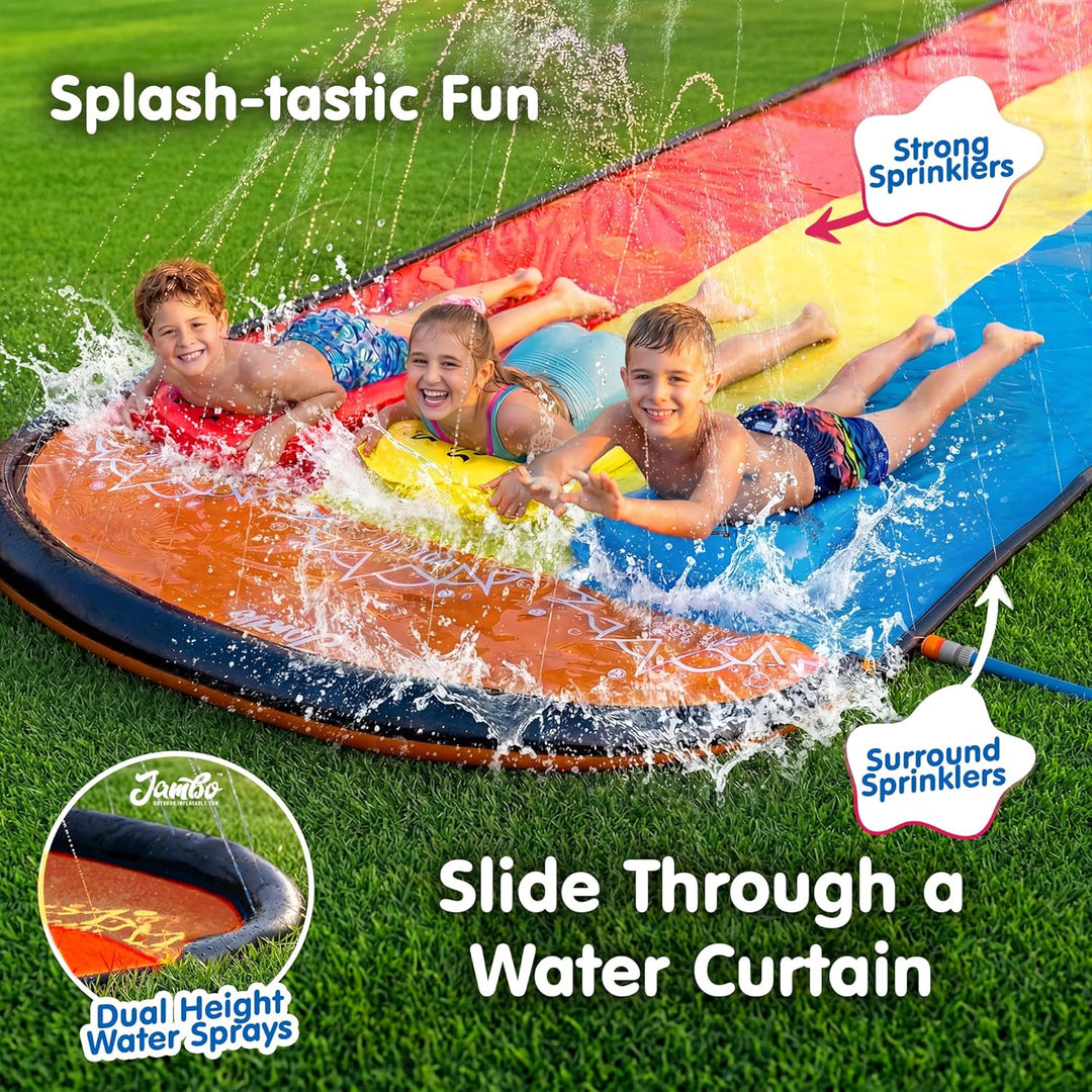 Jambo Premium-Spritz- und Rutschen-mit 3 Boogie-Boards, robuste Wasserrutsche mit fortschrittlichem