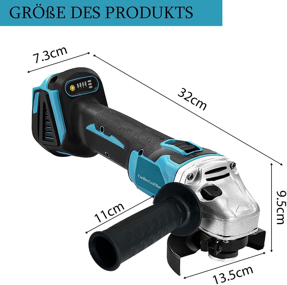 Bürstenloser Akku Winkelschleifer,Ersatz für Makita 18V Akku,11000U/min Elektro-Winkelschleifer,125