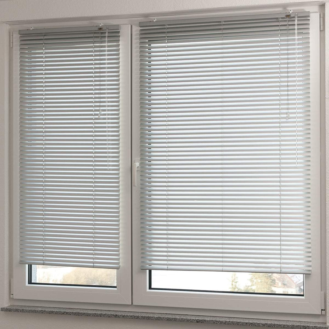 Deco4Me Alu Jalousie mit Bohren für Wand- & Deckenmontage (Silber, 50 x 175 cm) - Fenster Rollo mit
