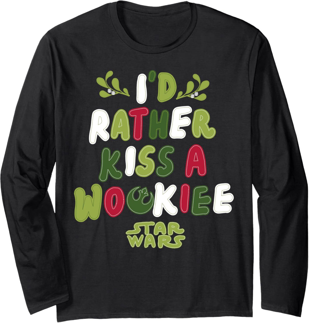 Star Wars Rather Kiss A Wookiee Stitch Christmas Langarmshirt
