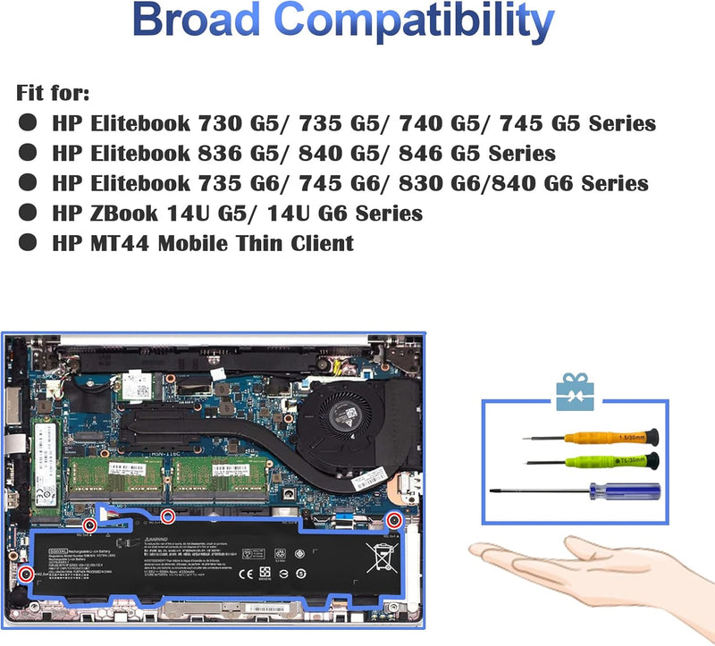 ANTIEE SS03XL 933321-855 Akku für Hp EliteBook 730 735 740 745 830 840 846 G5,EliteBook 735 745 830