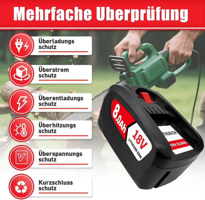 6PCS 18V 8.0Ah Kompatibel mit für Bosch 18V Akku Ersatz für Bosch Akku PBA PSB PSR Li-ion Home and G