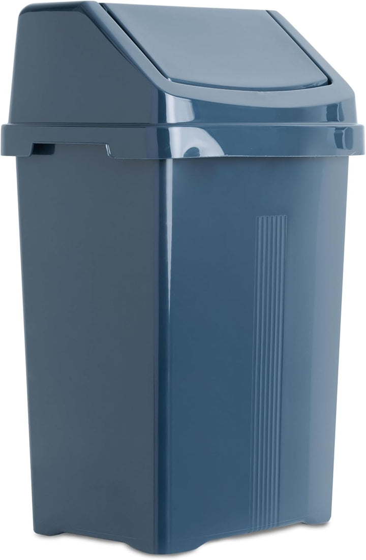 2x Mülleimer mit Schwingdeckel 8 Liter eckig Navy Dunkelblau Schwingdeckeleimer Kunststoff Küche Bür