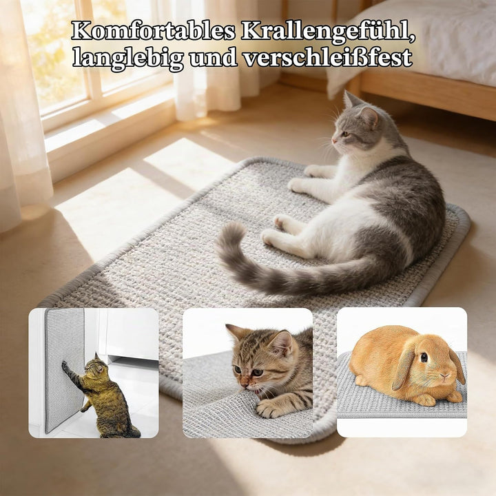 2 Stück Kratzmatte für Kaninchen, Wiederverwendbar Kratzteppich Katze Kratzbrett rutschfest Sisal-Kr
