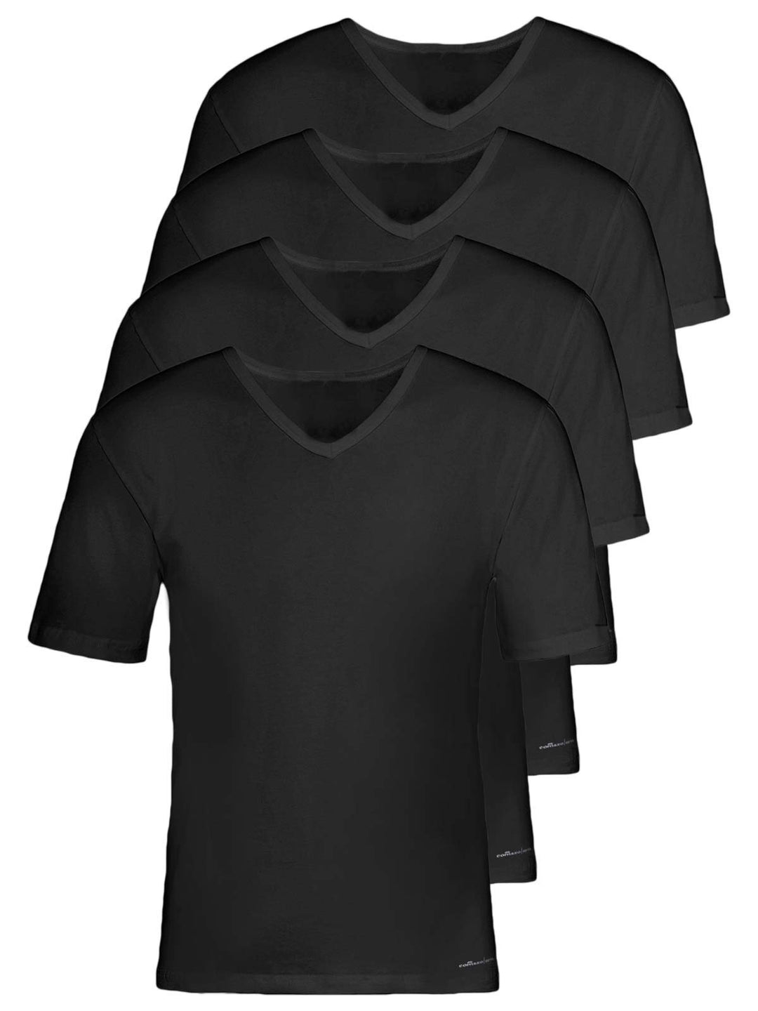 comazo Earth 4er Sparpack Herren V Shirt, Gr. 4-8 4 Schwarz, 4 Schwarz